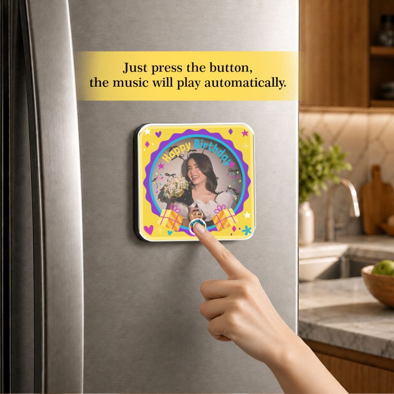 Personalized Happy Birthday Musical Fridge Magnet with Music Speaker Birthday Gift for Girlfriend, Wife, Sister & Friends Rechargeable Sound Speaker, Birthday Return Gift Idea